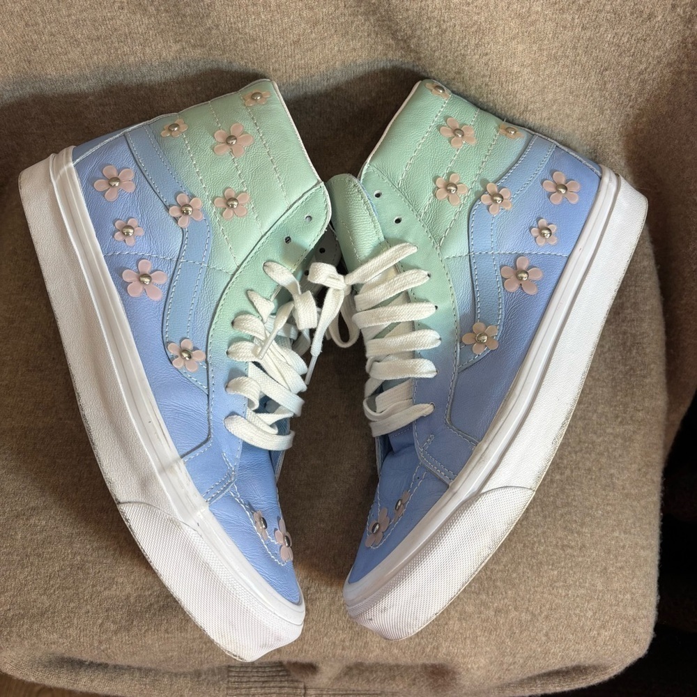 VANS Sz 11 Bob Square Pants Collab Sandy Liang Pastel High-Top Laceup Sneakers - Picture 4 of 8
